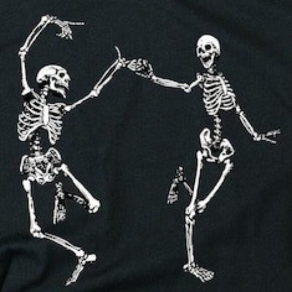 Skeleton Dancing Halloween Tee Shirt, Soft Dancing Skeletons Halloween Tee - Picture 2 of 4